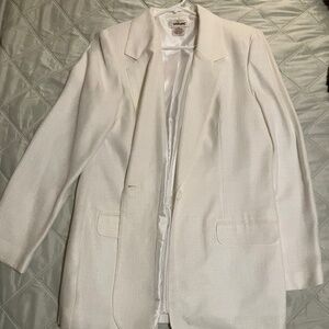WORTHINGTON Dinner Jacket Blazer White MADE IN USA Vintage Christmas Holiday